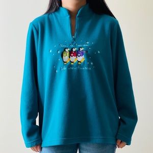Quarter-zip Embroidered Penguin Pullover